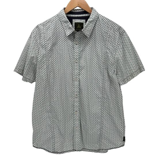 prAna Shirt Mens Large Short Sleeve Button Up Southwestern Print Organic Cotton - Picture 1 of 6